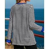 billiga Huvtröja &amp; Sweatshirt-Dam Tröja med pullover Casual Toppar Ficka Långärmad Överdelar Fritids- Höst Rand Mode Utomhus Joggning Löpning Sportkläder Sportkläder Rodnande Rosa Röd Marinblå