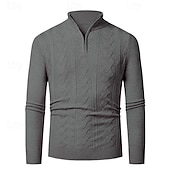 preiswerte Herrenpullover-Herren Pullover Pullover mit Viertelreißverschluss Strickpullover Zopfmuster Stricken Normale Oberteile Gestrickt Einfach Viertelreißverschluss Mode Lässig Urlaub Alltagskleidung Bekleidung Herbst