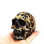 お買い得  ハロウィンの吊るし飾りとテーブルトップ装飾-ハロウィンの彫像クリエイティブな小さな模様の頭蓋骨の飾りローズゴールドアート装飾ユニークなホームアクセントハロウィンパーティーデコレーションゴシックスタイリッシュな樹脂工芸ディスプレイ