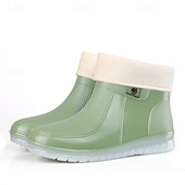 abordables Bottes de neige et d&#039;hiver-bottes de pluie courtes imperméables pour femmes avec doublure en fausse fourrure, semelle antidérapante et plusieurs options de couleurs - parfaites pour les activités de plein air en hiver