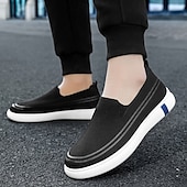 billiga Slip-ons och loafers till herrar-Beige stickade slip-on herrsneakers – andningsbara lätta vardagsskor för sommar, promenader och semester