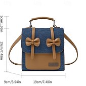 economico Zaini per Bambini e Adolescenti-Graziosa borsa a tracolla con fiocco per ragazze: piccola borsa a tracolla in tela e PU per la scuola, le gite del fine settimana e l'abbigliamento casual