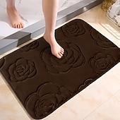 preiswerte Teppiche &amp; Matten &amp; Teppiche-Saugfähige Badematte mit Rosenprägung – rutschfester Badezimmerteppich, ultraweicher Komfort, gestricktes Polyester, leicht, waschbar, für Eingangsbereich oder Schlafzimmer, maschinenwaschbarer Teppich für den Innenbereich