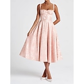 olcso Ruhák-Retró 1950-es Rockabilly Déli Koktélruha Swing ruha Flare ruha Fűző Fit and Flare Virágos Jacquardszövet Női Valentin nap Álarcos mulatság Estély Hazaérkezés Retro témájú buli Felnőttek Ruha Tavaszi