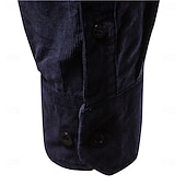 voordelige heren overhemd met knopen-Voor heren Overhemd Normaal shirt Corduroyshirt Overhemd met knopen Spijkerbroekblauw Donker Marine Bruin Groen Grijs Lange mouw Effen Casual / Dagelijks Voorvak Kleding 100% katoen Casual