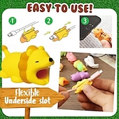 cheap Storage &amp; Organization-5pcs Animal Bite Cable Protectors Cute Cartoon Animal Wire Covers for Phone Charger Cord Protection Decorative Silicone Cable Saver for iPhone USB Data Cables
