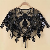 voordelige Cape-Dames Wrap Elegante Zonnebescherming Korte Mouw Kant Bruidswraps Met Pailletten Voor Bruiloft Zomer
