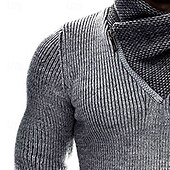 economico maglione pullover da uomo-Per uomo Felpa Maglione A Coste Maglia Top Regolari Lavorato a maglia Slim Fit Semplice Scialle Maglieria Moda Casuale Abbigliamento quotidiano Abbigliamento Inverno Nero Bianco S M L
