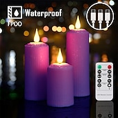 preiswerte Kerzenlicht-3/4/6/9 Stück Halloween Weihnachten zylindrisches Laden elektronisches Kerzenlicht Fernbedienung Timing Innen- und Außenbereich Hof Hochzeit Party Atmosphäre Dekoration hellviolett rosa
