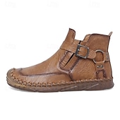 billiga Stövlar-Herr retro läderstövlar med spänne, bekväma loafers för vardagliga utflykter, bilkörning och höstmode