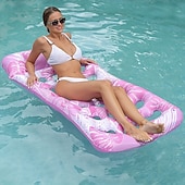 cheap Outdoor Activity-Large Inflatable Heart-Shaped Pool Lounger with Leaf &amp; Flower Pattern  1pc Outdoor Water Hammock for Adults Mixed Colors Perfect for Summer Beach Parties Pool Floats