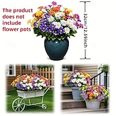 economico Fiore finti-10 fiori artificiali da esterno, decorazioni floreali in plastica, bouquet di margherite artificiali resistenti ai raggi UV, arbusti di fiori artificiali per casa, hotel, ufficio, feste di matrimonio,