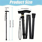 billiga Campingutrustning-justerbar höjd vandringsstav 1-pack hopfällbar käpp lätt aluminiumlegering kombinationslås resevandringshjälpmedel för män kvinnor äldre - bärbar&amp;amp;hopfällbar (svart)