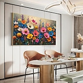 preiswerte Blumen-/Botanische Gemälde-handgemachtes Ölgemälde auf Leinwand, Wandkunst, Dekoration, abstraktes, farbenfrohes Blumengemälde, Blumengemälde für die Inneneinrichtung, gerolltes, rahmenloses, ungedehntes Gemälde