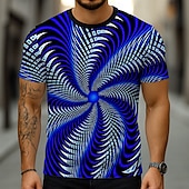 voordelige 3D T-shirts-Voor heren Geometrisch 3D Print 3D T-shirt Korte mouw T-shirt 3D-afdrukken Strakke ronde hals Overhemd overdreven Ontwerper Feest Straat Casual Geel Marineblauw blauw Zomer Lente Alle seizoenen