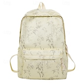 preiswerte College-Rucksäcke-Ästhetischer Canvas-Rucksack für Damen mit Bambus-Print – leichte Schultasche für Teenager und Studentinnen