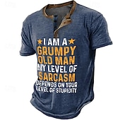 abordables Palabras divertidas-Hombre Graphic Letra Camiseta Henley Shirt Manga Corta Impresión 3D Moda Retro Antiguo Clásico Deporte Festivos Noche Primavera verano Verde Ejército Azul Oscuro Gris Henley Camiseta Henley
