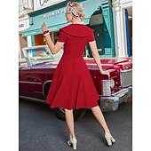 levne Šaty-Retro 50. léta Rockabilly Polední Šaty Šaty na šaty Rozevláté Do V Maškarní kostým Dámské předvečer Všech svatých Karneval Valentýna Čajový dýchánek Retro tematická párty Dospělé Šaty Léto