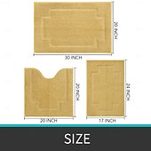 levne Sada 3 ks koupelnových koberců-obdélníkový 3/5&quot; (1,5 cm) Rohožky na stroji Polyester Non Skid Klasické Pevná barva