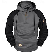 abordables sweats à capuche basiques pour hommes-Homme Sweat à capuche Sweat à capuche quart zippé Rouge &amp; noir Noir Rouge Bleu Gris Clair À capuche Uni Patchwork Bloc de Couleur Sport &amp; Loisir Occasionnel Quotidien Streetwear Frais Vêtements de