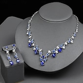 ieftine Seturi de Bijuterii-Seturi de bijuterii de mireasă 2 Diamante Artificiale 1 Colier Cercei Pentru femei Epocă Lux Clasic Încântător Clasic Iubire Prețios Diamant picătură de apă Set de bijuterii Pentru Nuntă Petrecere