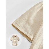 voordelige heren overhemd met knopen-Voor heren Overhemd met knopen Overhemd met capuchon Zwart Wit khaki Grijs Licht Blauw Korte mouw Effen / effen kleur Capuchon Vakantie Casual Capuchon Kleding Polyester Modieus