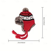 cheap Hats-Stretch Knit Plush Winter Hat with Detachable Ear Flaps &amp; Pom-Pom - Grid Pattern, Adjustable Drawstring for Outdoor Sports, Christmas Holiday - Black/White/Blue/Red, Winter Accessories