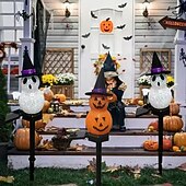 cheap Halloween Lights-Solar Power Halloween Pumpkin Garden Lamp Ghost Lights For Garden Yard All Saints&#039; Day Gravestone Garden Lawn Yard Patio Decorative Pathway Lights 1X 2X