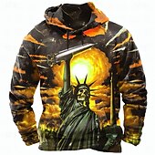 abordables Gothique &amp; Crâne-Halloween Homme Graphique 3D Sweats à capuche Sweatshirt Sweat à capuche Sweat à capuche Col ras du cou Punk Impression 3D Club Vêtements de rue Jaune Bleu Cordon de serrage Automne Hiver Designer