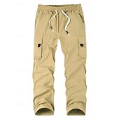 baratos Calças Cargo-Homens Calças Cargo Calças Cintura elástica Com Cordão Bolso multi Tecido Vestível Ao ar livre Diário Acampar e Caminhar Moda Clássico Preto Verde