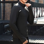 abordables Hauts-Homme Chemise Performance T-shirt de sport manche longue Col montant Top Extérieur Séchage Rapide Évacuation de la transpiration anti-odeurs Respirant Polyester Noir Blanche Bleu Pêche Tennis Course