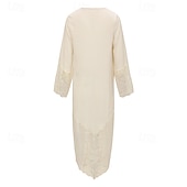 ieftine Rochii Boho-Pentru femei Rochii Midi Rochie Boho Rochie occidentală Modă În aer liber Vacanță Concediu Fit regulat Simplu Manșon Lung În V Caisă Vară