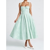 olcso Ruhák-Retró 1950-es Rockabilly Déli Koktélruha Swing ruha Flare ruha Fűző Fit and Flare Virágos Jacquardszövet Női Valentin nap Álarcos mulatság Estély Hazaérkezés Retro témájú buli Felnőttek Ruha Tavaszi