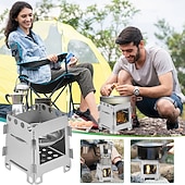 Недорогие Сад &amp; Ферма-Портативная походная дровяная печь из нержавеющей стали, дровяная печь для пикника, барбекю, походов, выживания, приготовления пищи, оборудование для кемпинга на открытом воздухе