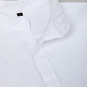 economico Strada-Per uomo Camicia Camicia di lino Camicia con colletto alla coreana Camicia Estiva Abbigliamento da spiaggia Camicia con Bottoni Semplice Vacanza Casuale Nero Bianco Arancione Grigio Manica Corta