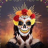 baratos Máscaras-Crânio de açúcar Dia das Bruxas Máscara Assustador Cara Completa Adulto Mulheres Dia Das Bruxas Carnaval Dia dos Mortos Espetáculo Festa Fantasias fáceis de Halloween Vestir-se
