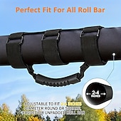 cheap Car Organizers-1Pcs Heavy Duty Grab Bar Handles for Jeeps UTVs and Quads with 3 Straps Design Fits 1 1/2 to 3 Inch Roll Bars Secure Left-Hand Access for Enhanced Safety Durable Nylon Straps