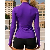 economico Felpa &amp; Sweatshirt-Per donna Maglietta da ginnastica Camicie a maniche lunghe Cerniera a un quarto Manica Lunga Top Athleisure Autunno Asciugatura Rapida Traspirante All&#039;aperto Corsa Yoga abbigliamento sportivo