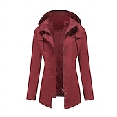 abordables veste active-Femmes Manteau Confortable Avec Poches Fermeture intégrale Mode street style Uni Extérieur Décontracté Quotidien Long À capuche Coupe régulière manche longue Vêtements d&#039;extérieur Noir Jaune Rose