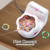 cheap DIY Art-Fully Automatic Bead Rotating Machine Vertical and Horizontal Electric Turntable DIY Professional Rice Bead Tassel Jewelry Making Tool Creative Handmade Bracelet Weaving Kit Perfect Birthday Gift