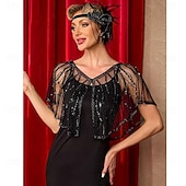 billige Sjalkappe-kvinners 1920-talls sjal sjal paljetter flapper kveldssjal for kvinner Gatsby-tilbehør til Harlem-kvelden