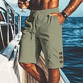 abordables Día festivo-Hombre Pantalón corto Pantalones cortos de lino Pantalones cortos de verano Pantalones cortos de playa Correa Bolsillo Cintura elástica Plano Comodidad Transpirable Corto Playa Vacaciones Festivos