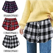 baratos Cuidados Pessoais &amp; Saúde-extensor de camisa versátil em camadas saia com bainha falsa para mulheres xadrez meia saia cobertura inferior para moletons blusas com capuz look casual chique