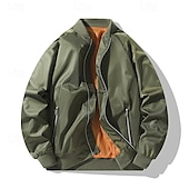 economico Giubbotti e cappotti da uomo-Per uomo Giacca Leggera Giubbotto bomber Giacca Casual Vacanza Quotidiano Tasca Primavera Autunno Semplice Moda Classico Collo alla coreana Regolare Nero Verde militare Giacca