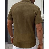 economico camicia da uomo con bottoni-Per uomo Camicia Camicia Estiva Camicia casual Camicia da Spiaggia Camicia con Bottoni Marrone Scuro Nero Bianco Verde chiaro Blu Manica Corta Semplice Bavero Vacanza Camicia hawaiana Abbigliamento