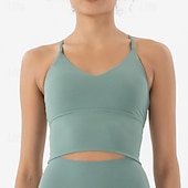 preiswerte Sport-BHs &amp; Westen-Damen Yoga Crop Tank Top Sport-BH Unterwäsche Medium Unterstützung Bürgellos Gefüttert Einfarbig Sport Sportkleidung Hellrosa Meerblau Pilates Laufen Yoga