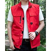 economico Gilet-Per uomo Gilet All&#039;aperto Quotidiano Moda Casual Primavera Autunno Tasca Poliestere Confortevole Semplice Cerniera Collo alla coreana Vestibilità regolare Nero Rosso Blu Cachi Gilet