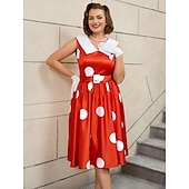 levne Šaty-Retro 50. léta Rockabilly Polední Šaty na šaty Flare šaty Větší velikosti S páskem Puntíky A-Linie Dámské Dovolená Čajový dýchánek Retro tematická párty Dospělé Šaty Pásek Jaro léto