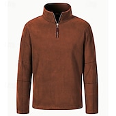 economico felpe in pile-Per uomo Maglia Felpa con cappuccio in pile Felpa con zip corta Nero Marrone Verde Cachi Grigio scuro Collo Alto Semplice Zip a un quarto Sport &amp; Outdoor Casuale Quotidiano Streetwear Cool