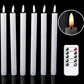 economico Luci di candela-6 candele elettroniche di simulazione di Halloween e Natale da 16,5/17,5/22,5 cm, con telecomando, batteria AAA, per interni ed esterni, per feste nuziali, decorazioni luminose